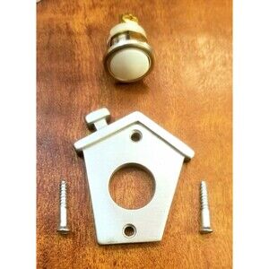 Robinwood House Shaped Doorbell Button Silver Aluminum 2"x1.5"